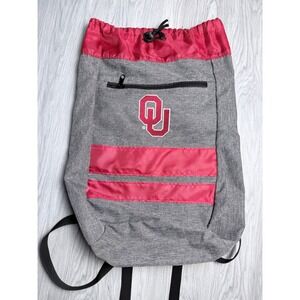Logo Brands Oklahoma Sooners Drawstring Backpack Gray Crimson OU Cinch Bag